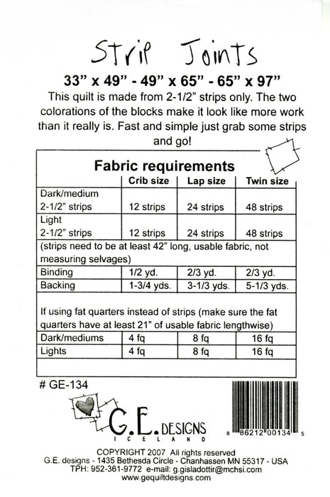Strip Joints Quilt Pattern