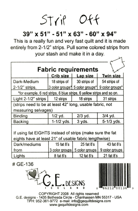 Strip Off Quilt Pattern