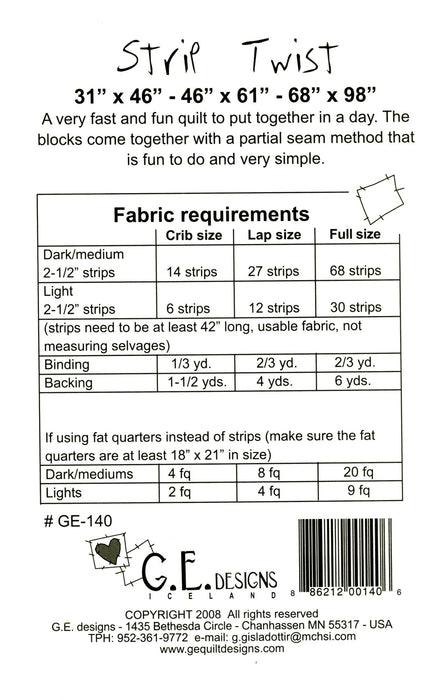 Strip Twist Quilt Pattern
