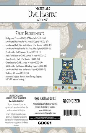 Owl Habitat Quilt Pattern