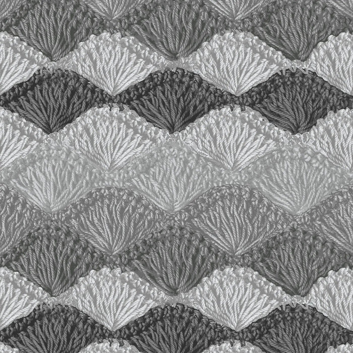 Gray Crochet Charcoal Shell Stitch Cotton Wideback Fabric Per Yard