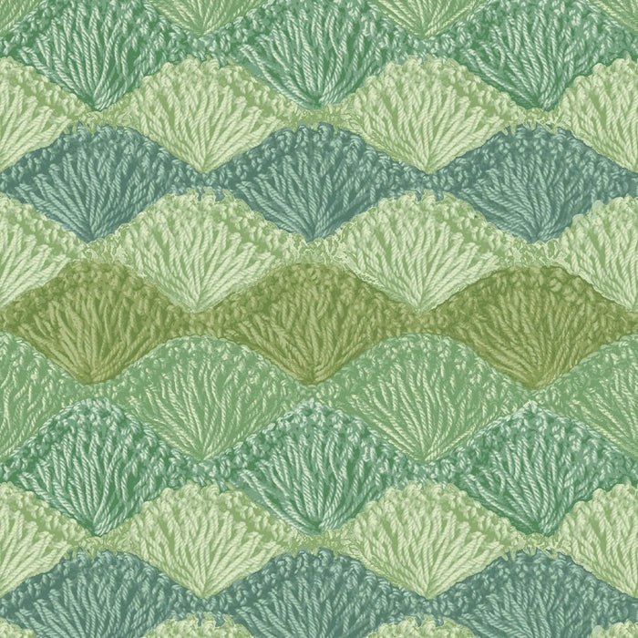 Green Crochet Sage Shell Stitch Cotton Wideback Fabric Per Yard