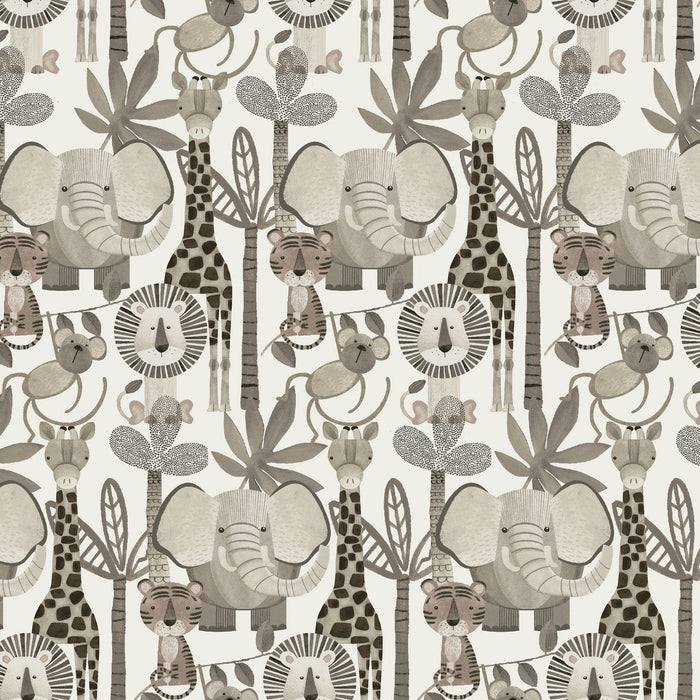 Jungle Romp Directional Animals Beige 43"/44" Fabric Per Yard