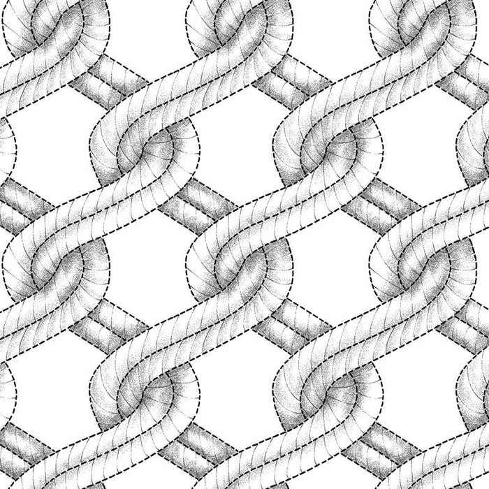 White/Black Twisted Rope Stitched Braid Cotton Wideback Fabric Per Yard
