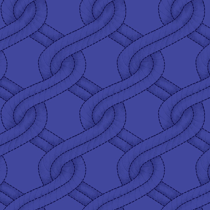 Royal Blue Twisted Rope Stitched Braid Cotton Wideback Fabric Per Yard