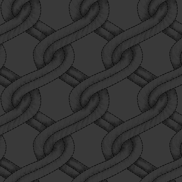 Charcoal/Black Twisted Rope Stitched Braid Cotton Wideback Fabric Per Yard