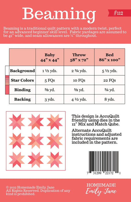 Beaming Quilt Pattern
