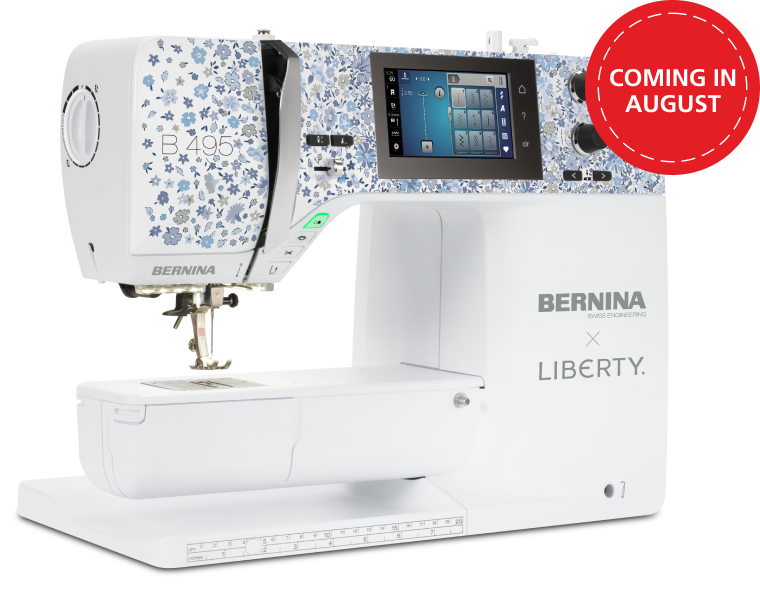 BERNINA 495 Liberty Edition computerized sewing and quilting machine with Liberty Velasco Meadow faceplate