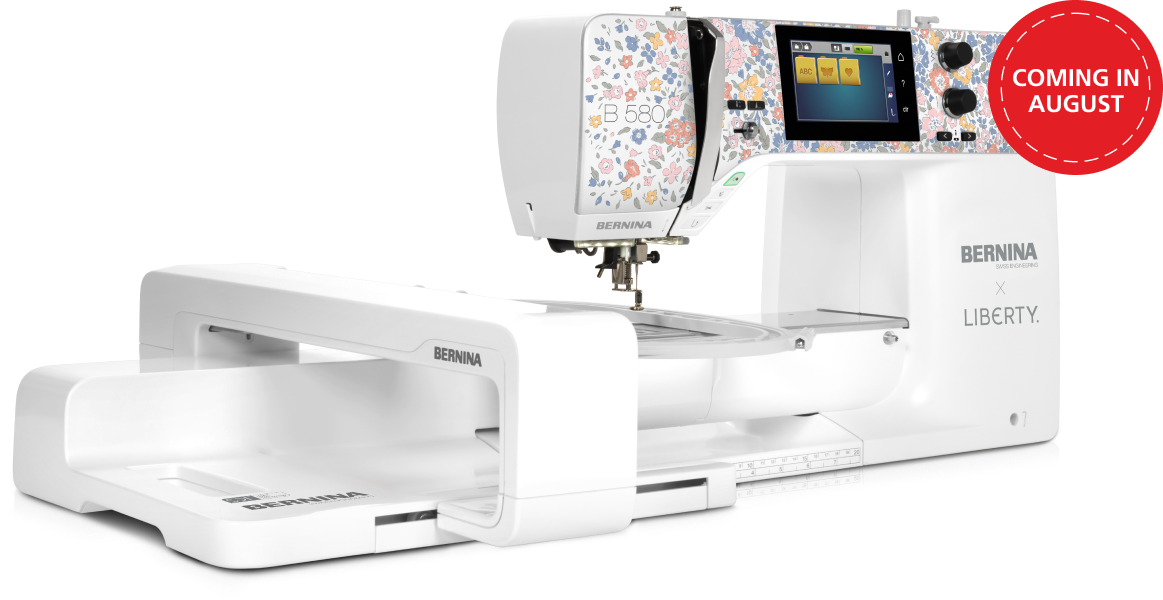 BERNINA 580 Liberty Edition computerized sewing and embroidery machine with Liberty Glen Lyon Blooms faceplate