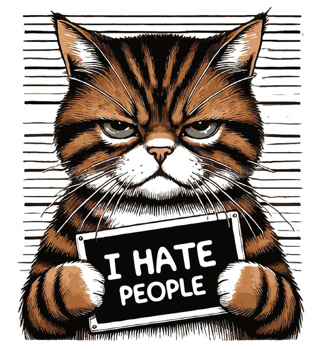 I Hate People Cat Mugshot Fabric Panel