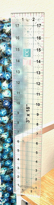 Classi Creations 3" x 18" Acrylic Grip Ruler With Grid Lines
