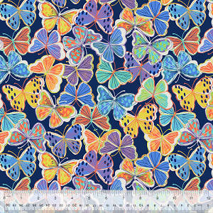 WD Cozy Flannel Multi Butterfly on Navy 53424F-6