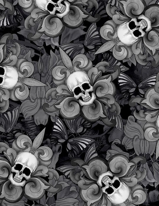 TT Fun Black Last Dance Skull Fleur De Lis C8709
