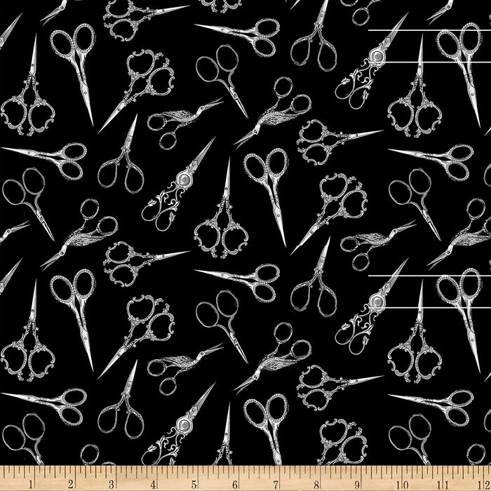 TT Black Sew Floral Tossed Fancy Scissors Black-Gail Cadden