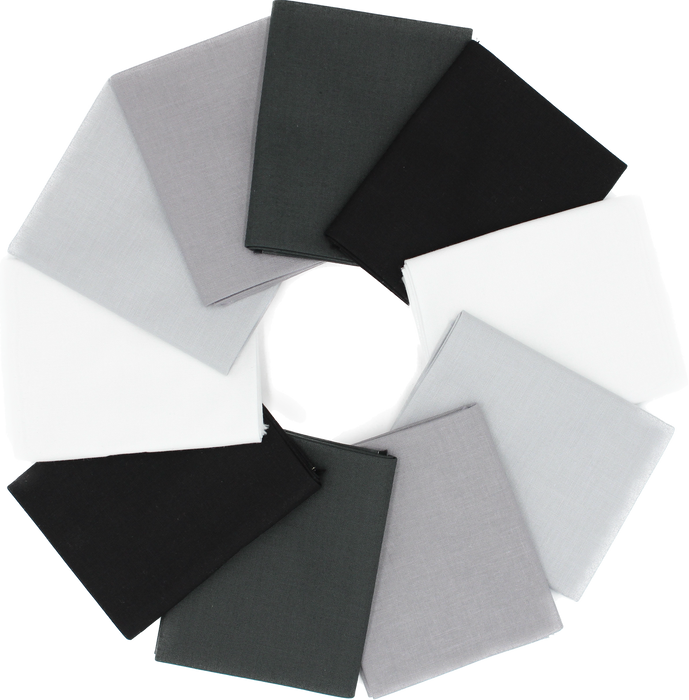 Supreme Solids - Fat Quarter Bundle - 10 pack (White/Grey/Black)
