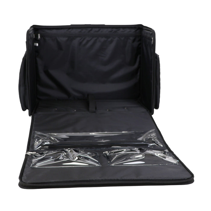 Everything Mary XL 4 Wheel Collapsible Rolling Sewing Machine Storage Case, Black Quilted