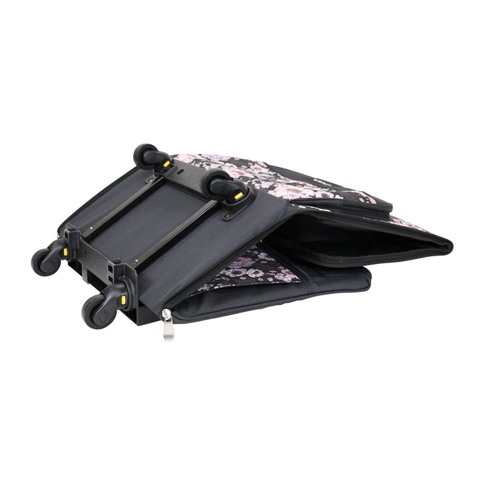 Everything Mary XL 4 Wheel Collapsible Rolling Sewing Machine Storage Case, Pink Floral