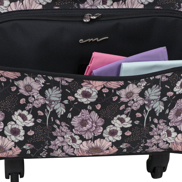 Everything Mary XL 4 Wheel Collapsible Rolling Sewing Machine Storage Case, Pink Floral