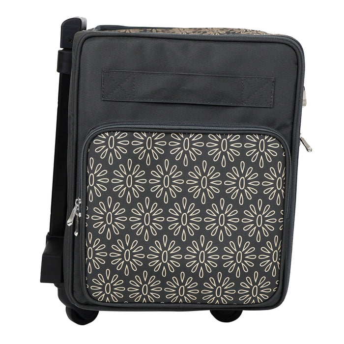 Everything Mary Flat Top XL 4 Wheel Collapsible Rolling Sewing Machine Storage Case, Tan Floral