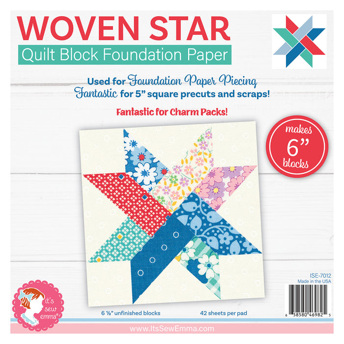 It's Sew Emma 6in Woven Star Quilt Block Foundation Papers