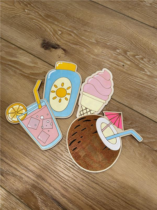 Unfinished Wood Etched Soft Serve Shape | Paint By Line Crafts | up to 30" DIY