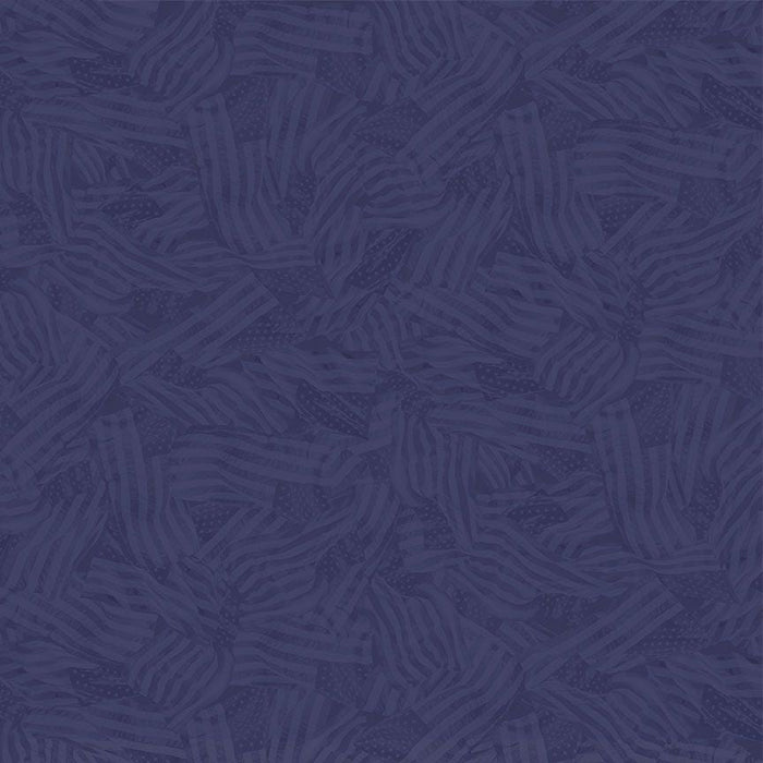 Indigo Wavy Tonal Flags Path to Freedom Cotton 44"/45" Fabric Per Yard