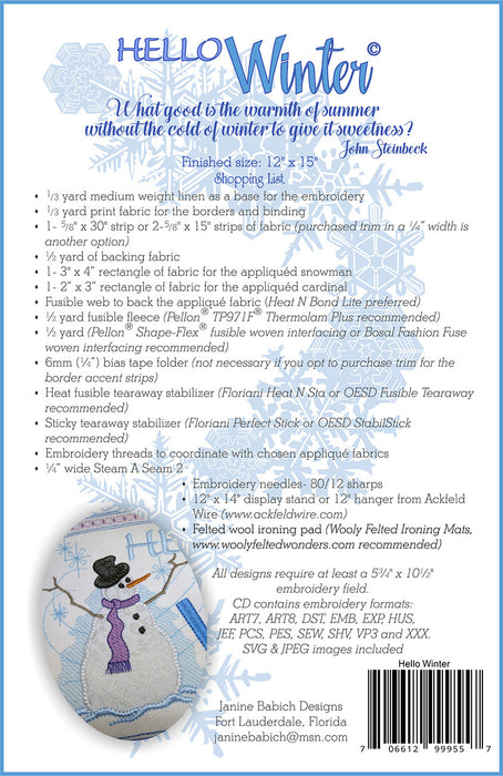 Hello Winter Wall Hanging-Janine Babich Designs