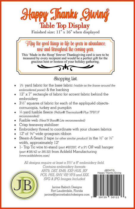 Happy Thanks Giving Table Top Display Pattern
