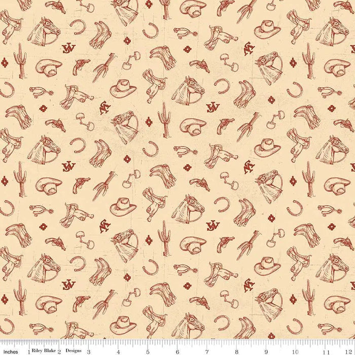 John Wayne American West Icons Cream 43"/44" Fabric Per Yard