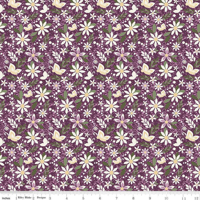 Juju's Petals Dance Purple Cotton 43"/44" Fabric Per Yard