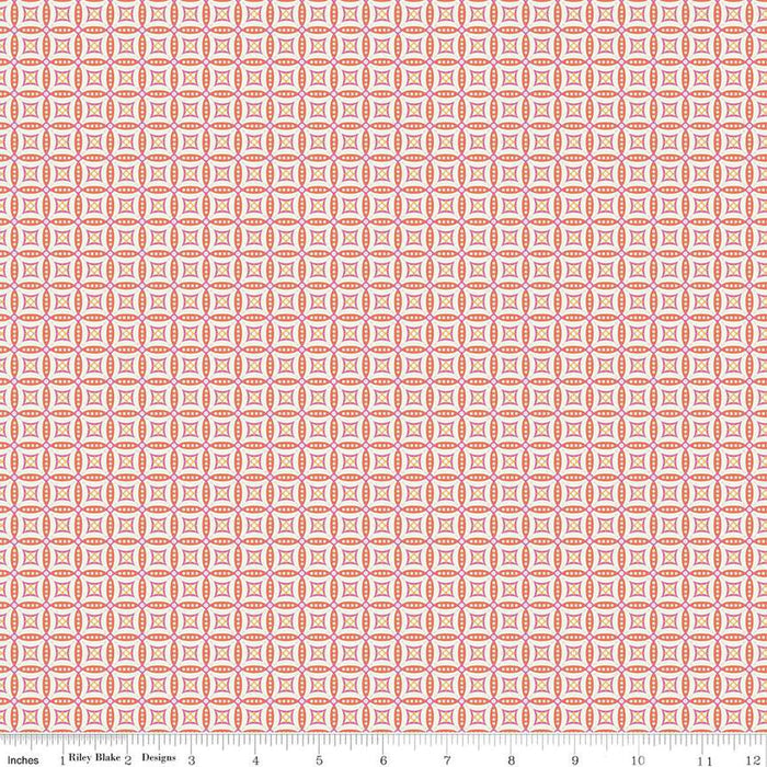 Juju's Petals Mosaic Orange Cotton 43"/44" Fabric Per Yard