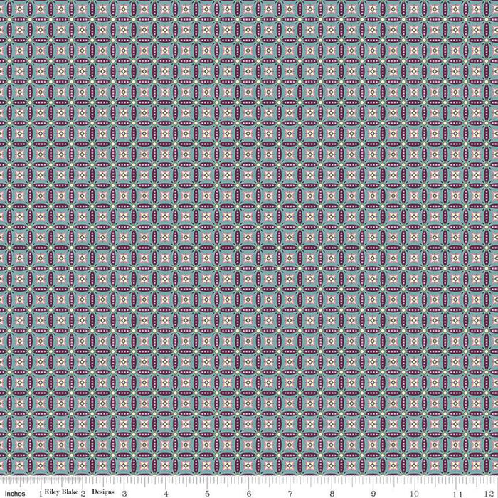Juju's Petals Mosaic Teal Cotton 43"/44" Fabric Per Yard