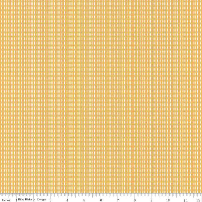 Juju's Petals Stripes Yellow Cotton 43"/44" Fabric Per Yard