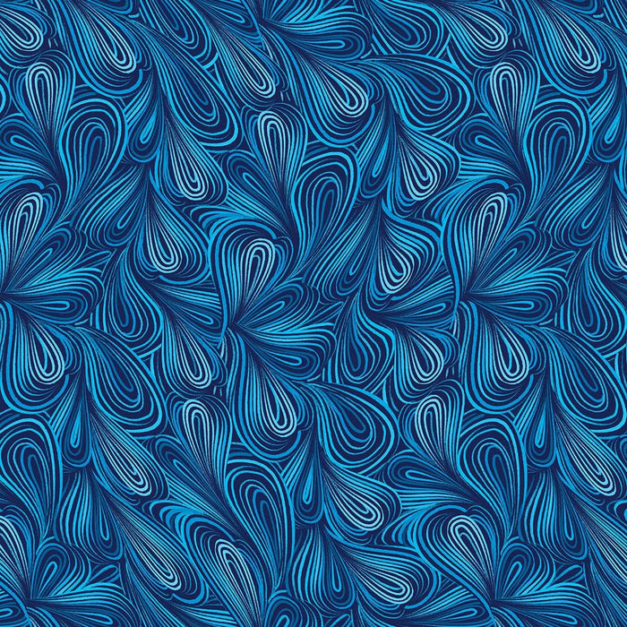 Blue Turquoise Color Flow Cotton Wideback Fabric Per Yard