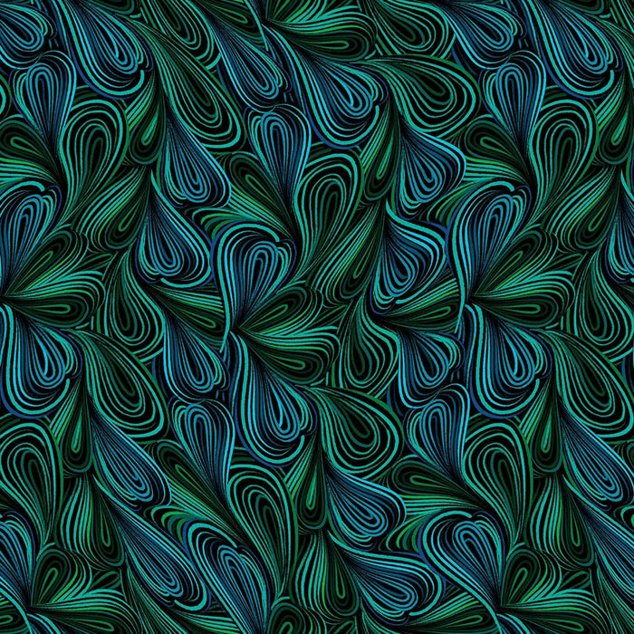 Green Multi Color Flow Cotton Wideback Fabric Per Yard