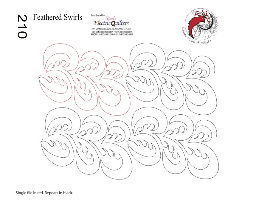 210 Feathered Swirls Pantograph by Linda V. Taylor