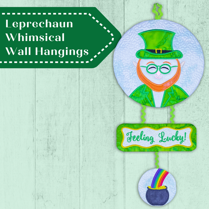 Leprechaun Whimsical Wall Hangings In the Hoop Machine Embroidery Design Set