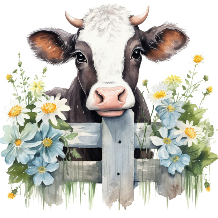 Light Blue Farm Animals Fabric Panel 11