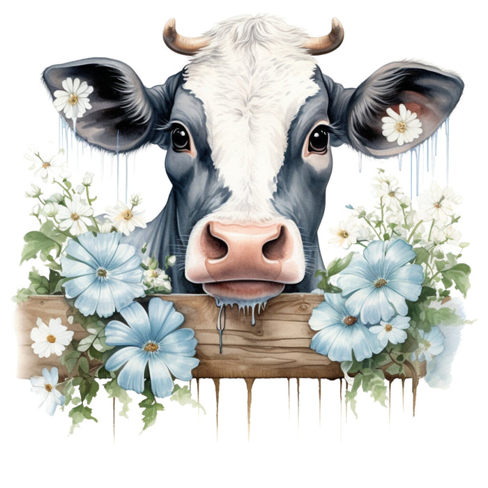 Light Blue Farm Animals Fabric Panel 13