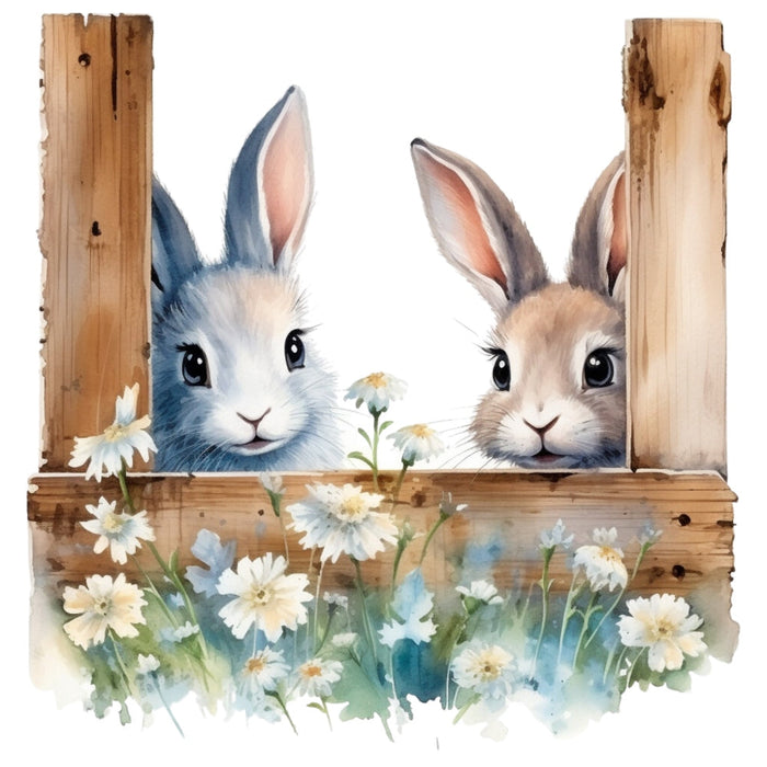 Light Blue Farm Animals Fabric Panel 19