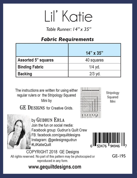 Lil' Katie - Table runner pattern 195