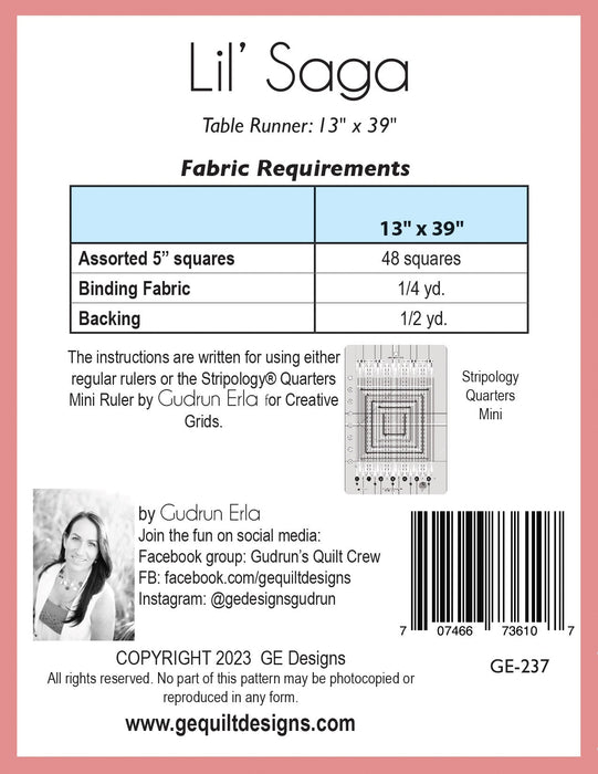 Lil' Saga - Table runner pattern 237