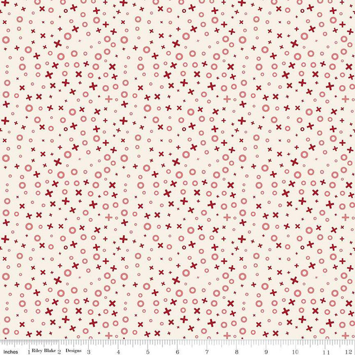 Love You Always XOs Cream Cotton 43"/44" Fabric Per Yard