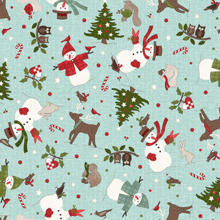 MY Christmas Toss Aqua - Snowtop Mountain Flannel