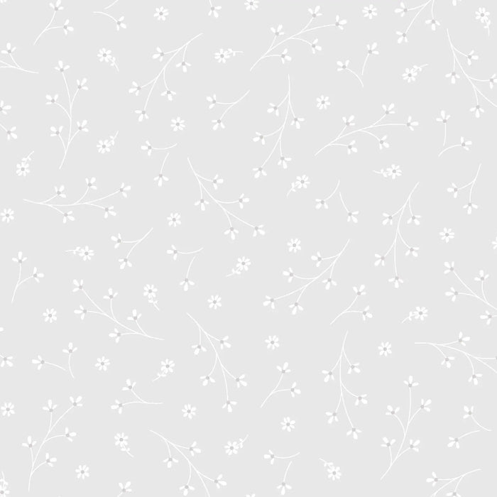 Grey Pretty Petals Cotton Wideback Fabric per yard