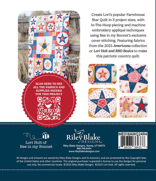RB Americana Farmhouse Star Quilt Machine Embroidery USB