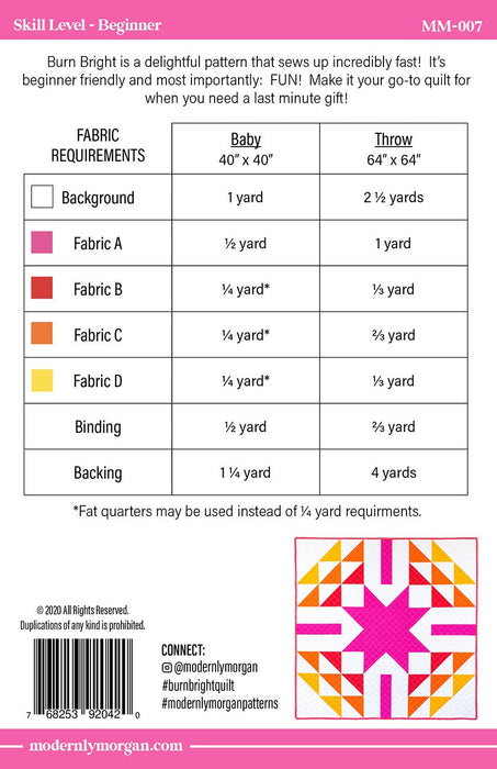 Burn Bright Quilt Pattern