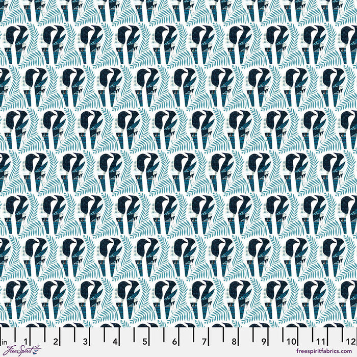 Magpies Teal Cotton 44"/45" Fabric Per Yard