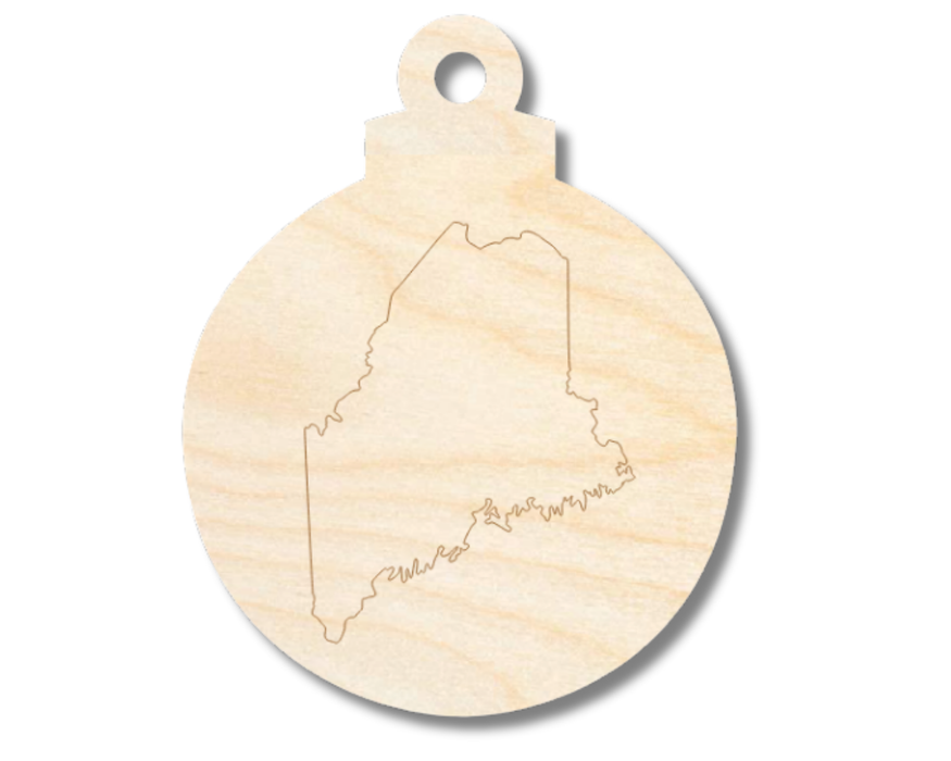 Unfinished Wood Etched Maine Ornament Shape | Paint By Line Crafts | up to 30" DIY