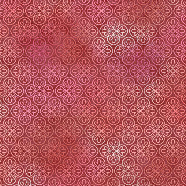 Maroon Operetta Flower Tiles Cotton 43"/44" Fabric Per Yard